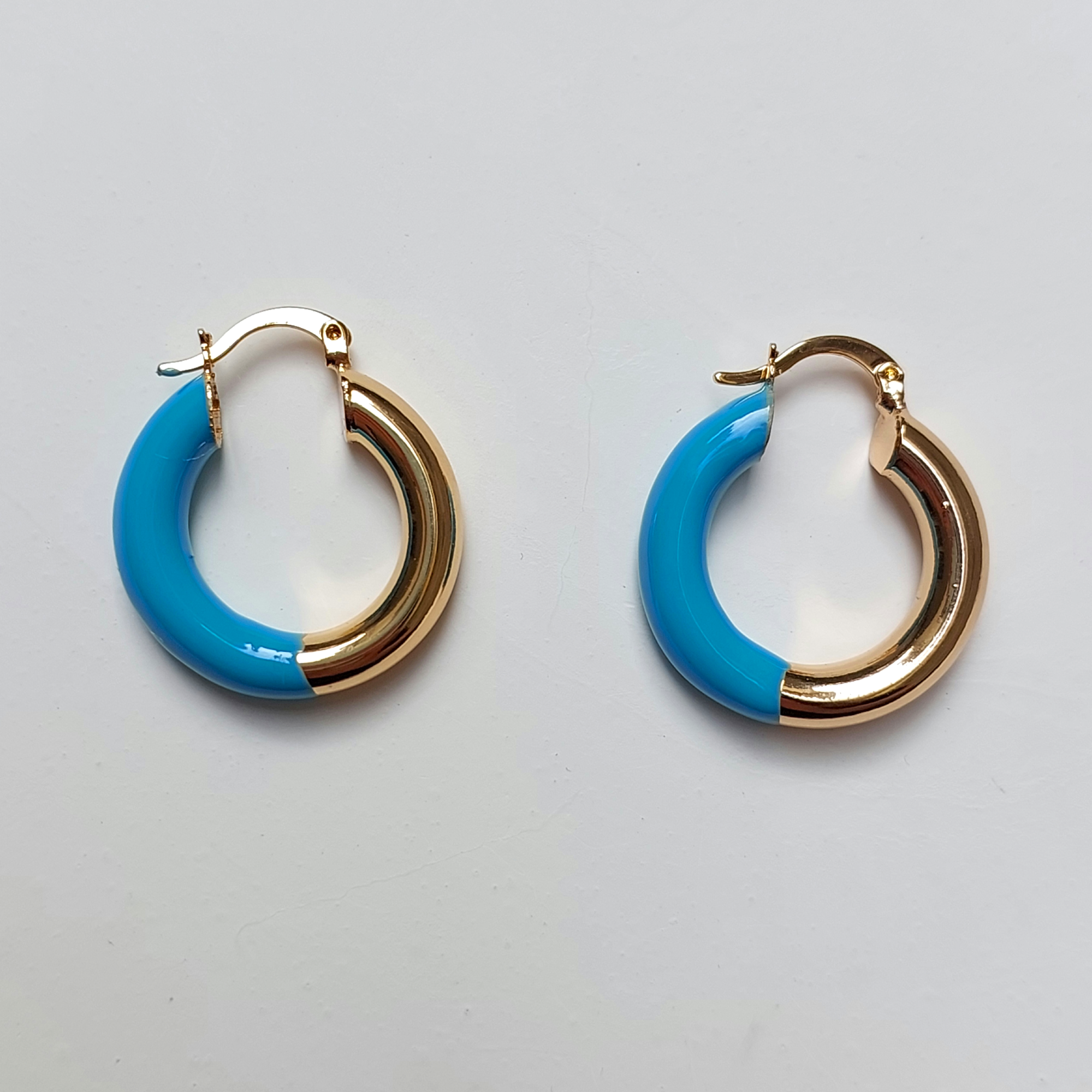 Çelik Mavi & Gold Küpe