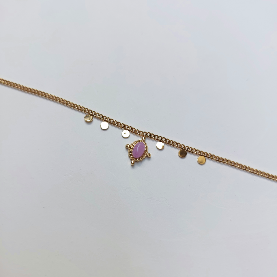 Çelik Pembe Taşlı Halhal
