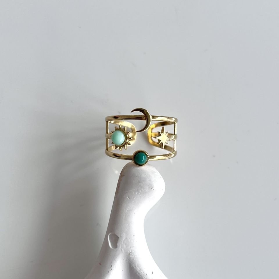 Çelik Taşlı Ay Yüzük