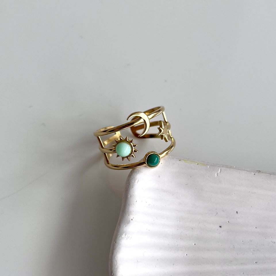 Çelik Taşlı Ay Yüzük