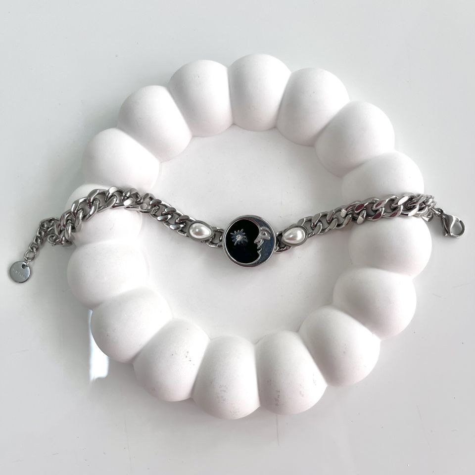 Çelik Ay Desen Bileklik