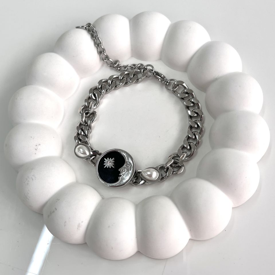 Çelik Ay Desen Bileklik