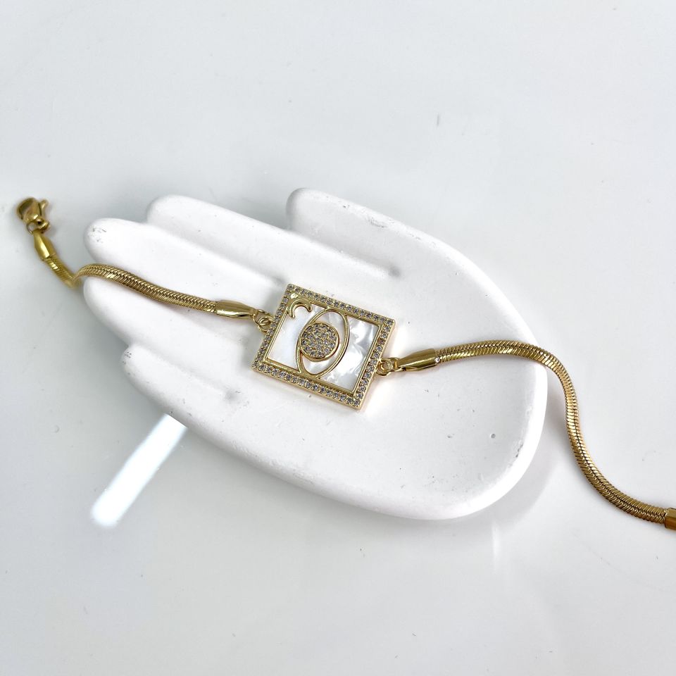 Çelik Sedef Taşı Satürn Bileklik