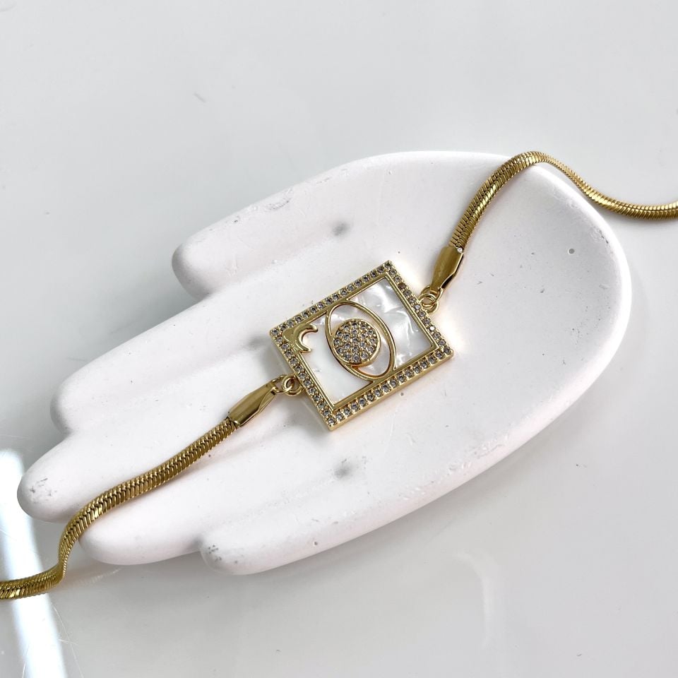 Çelik Sedef Taşı Satürn Bileklik