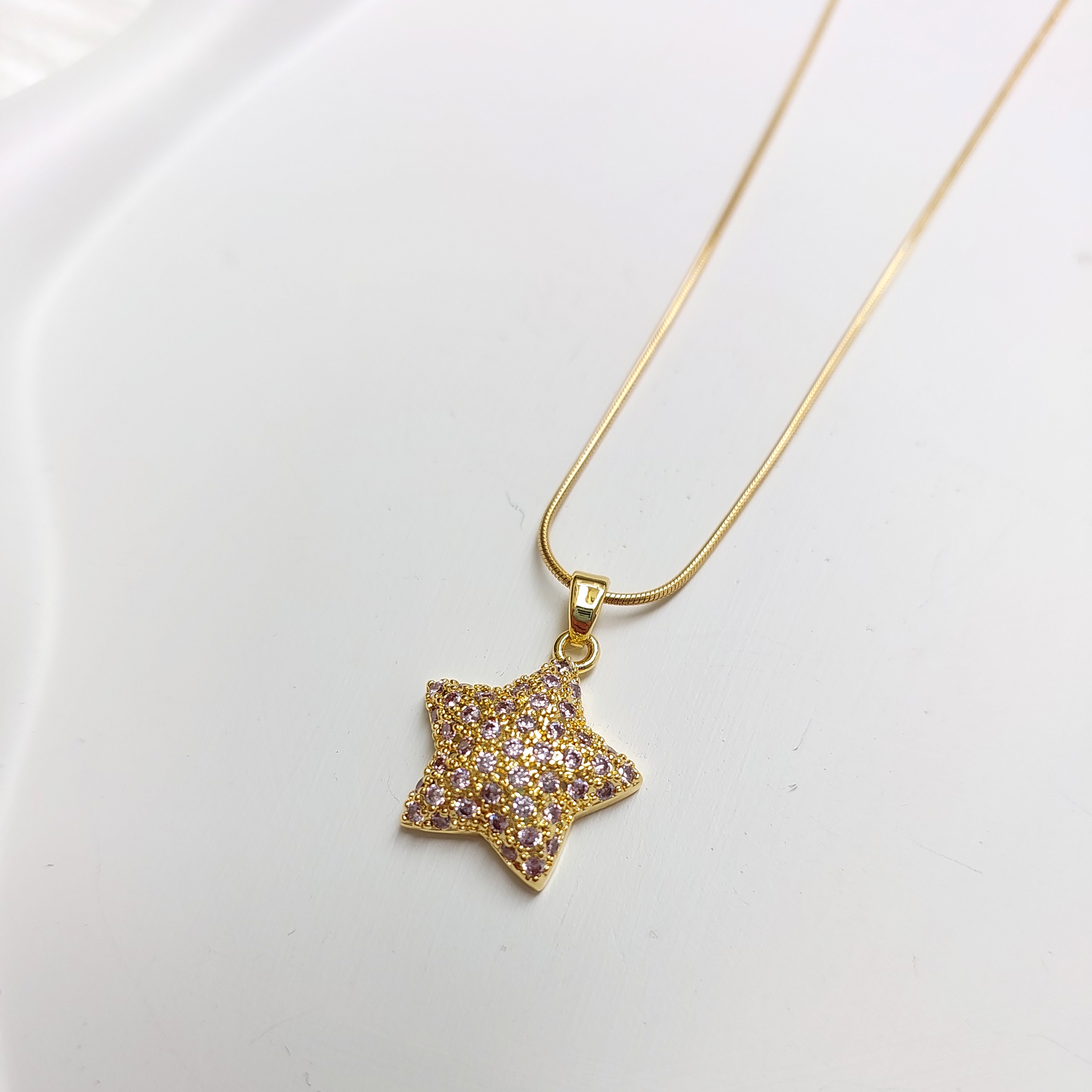 Zirkon Taş Çelik Yıldız Kolye