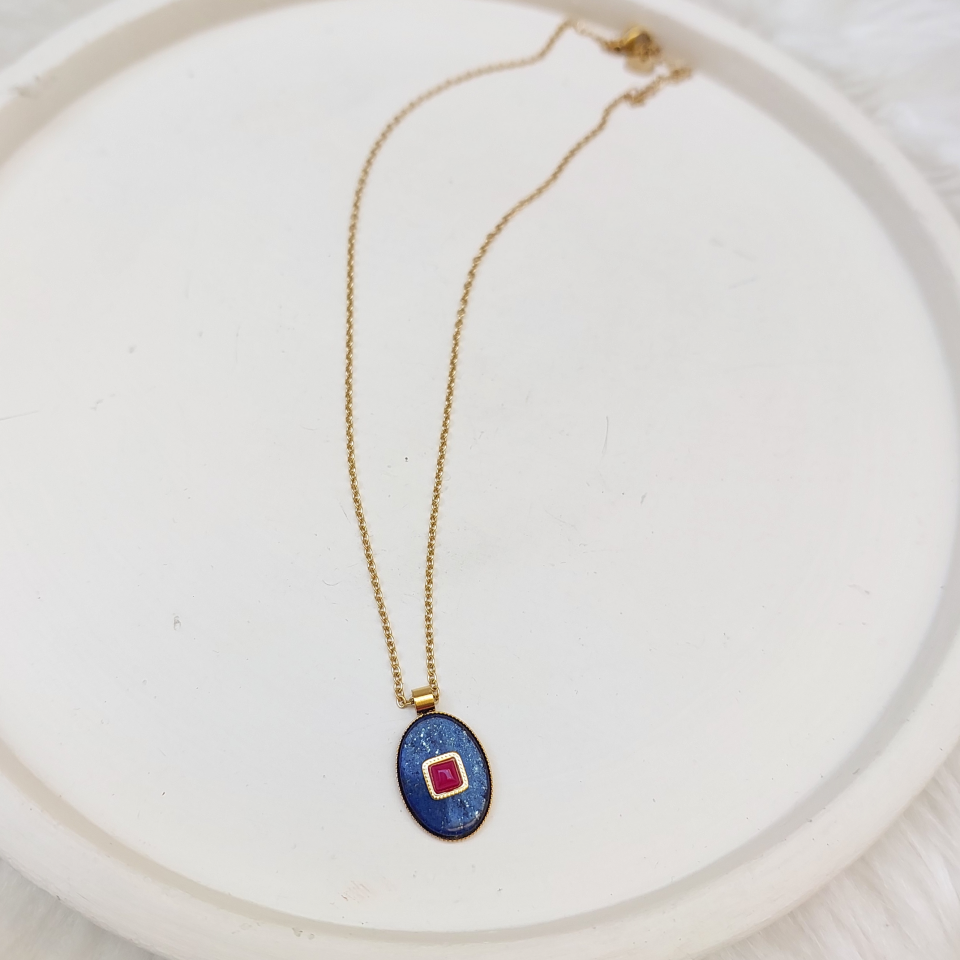 Taşlı Çelik Kolye