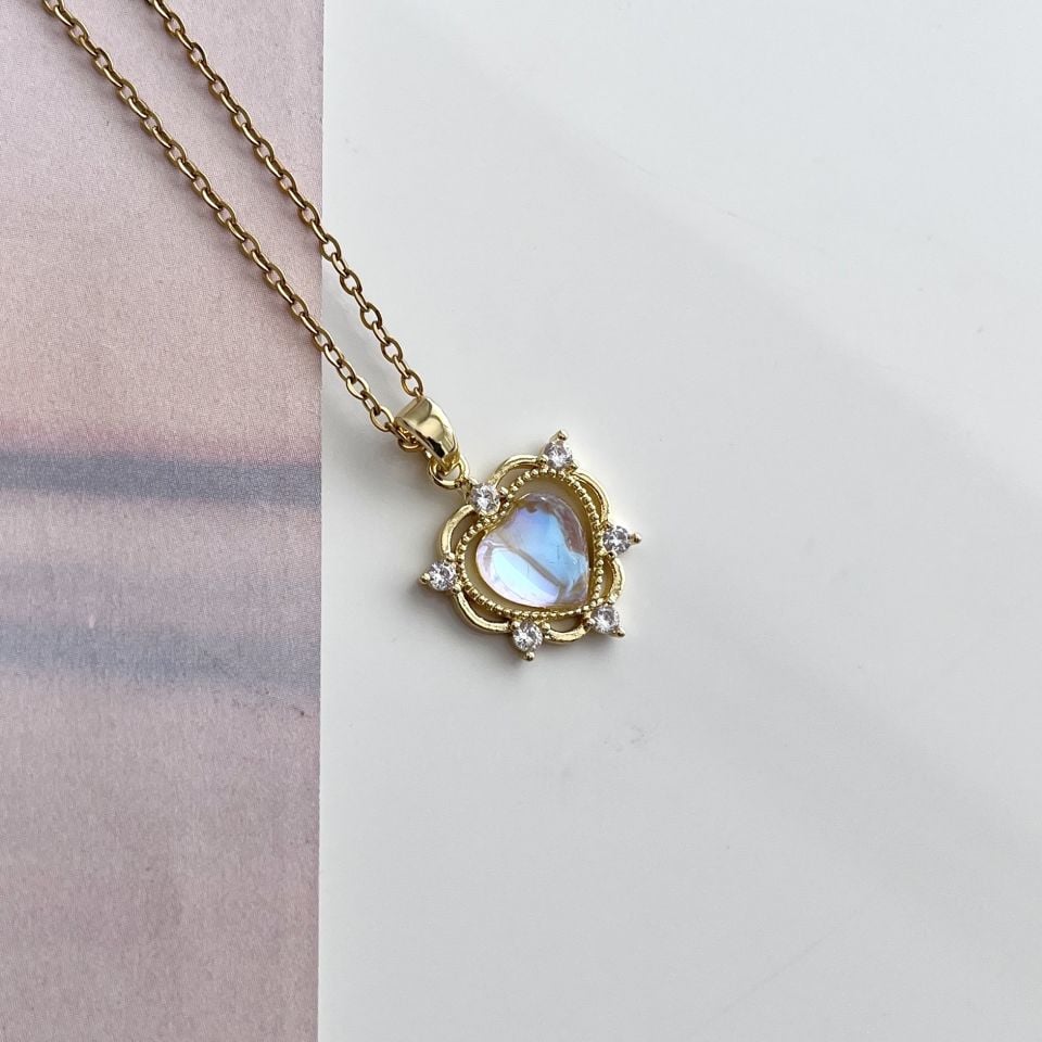 Çelik Taşlı Kalp Kolye