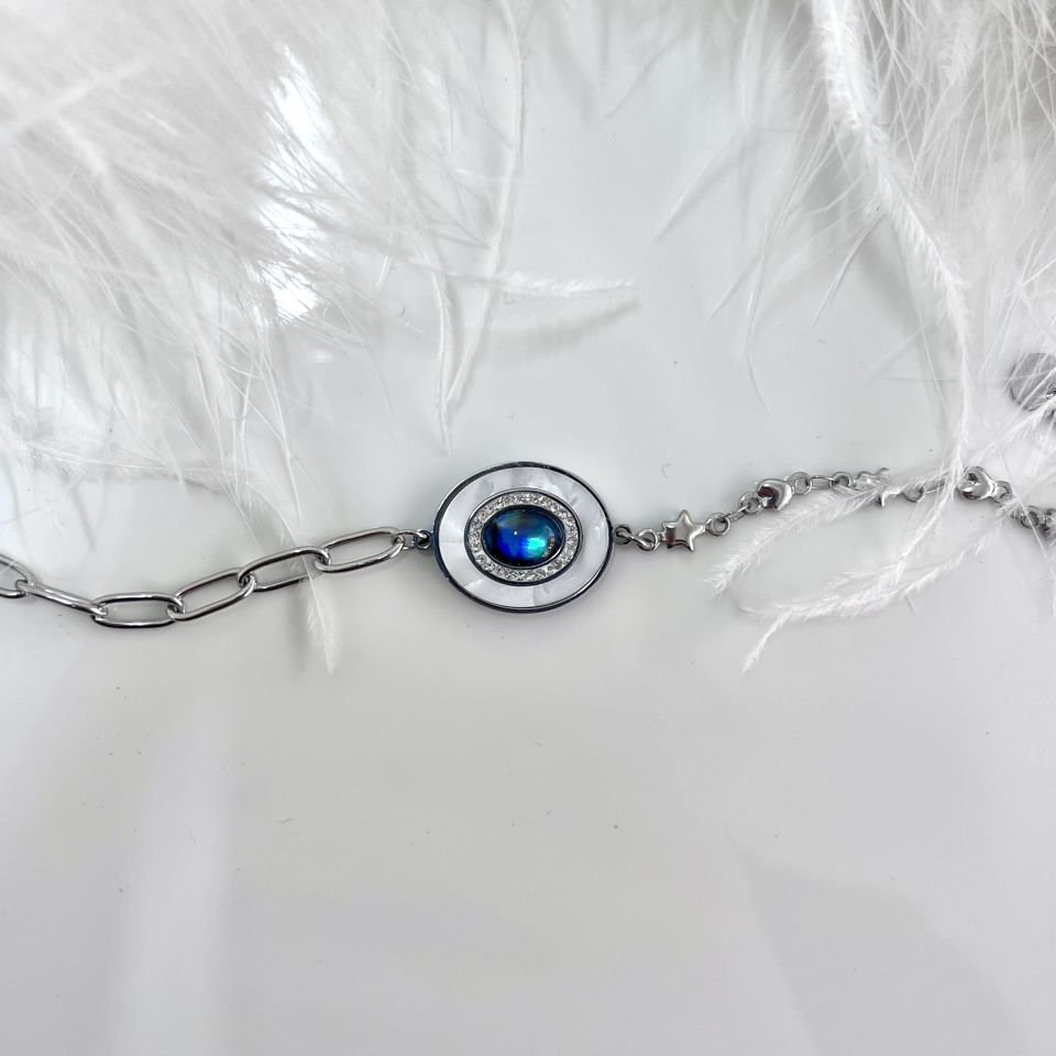 Çelik Sedef Taşı Bileklik