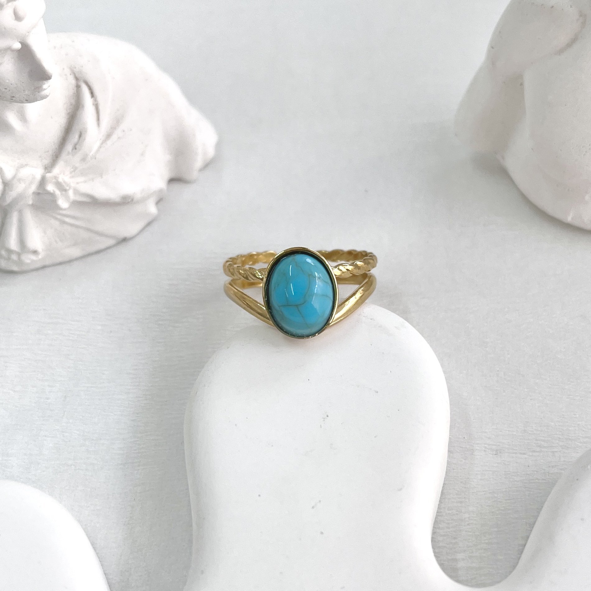 Çelik Firuze Taşı Yüzük