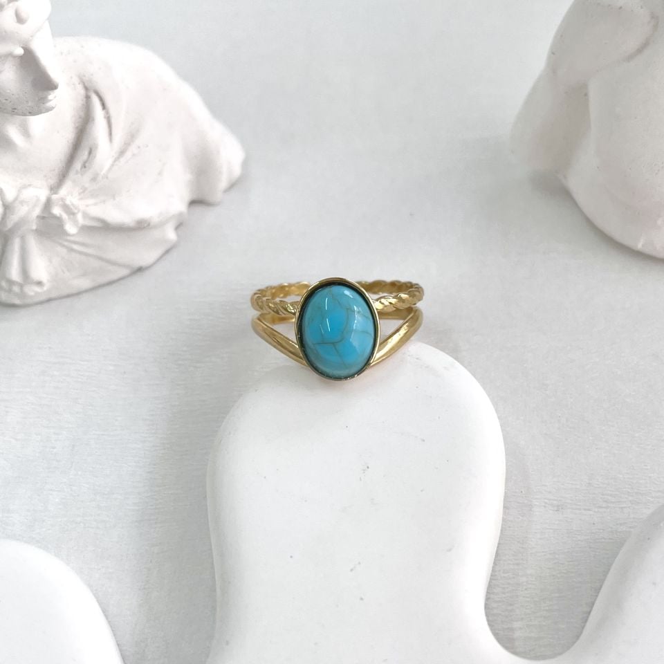 Çelik Firuze Taşı Yüzük