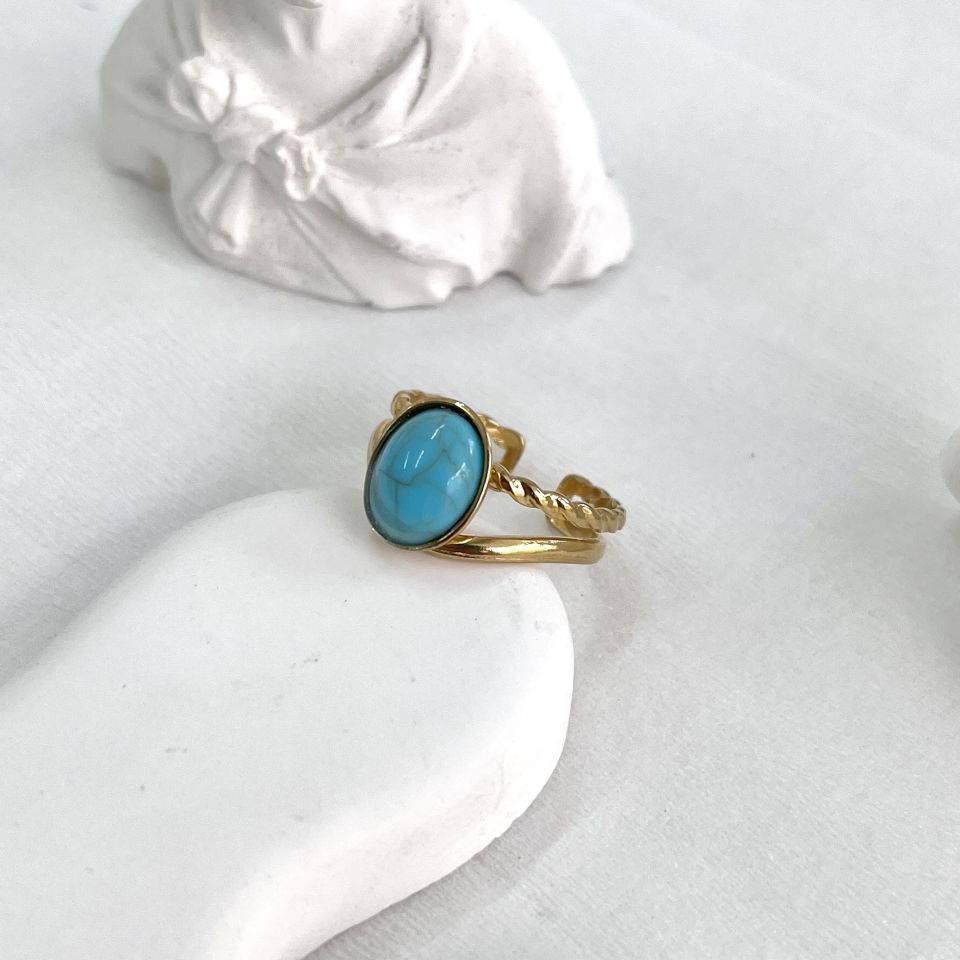 Çelik Firuze Taşı Yüzük