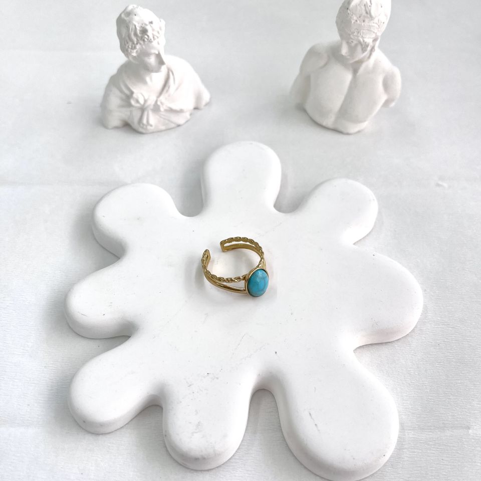 Çelik Firuze Taşı Yüzük