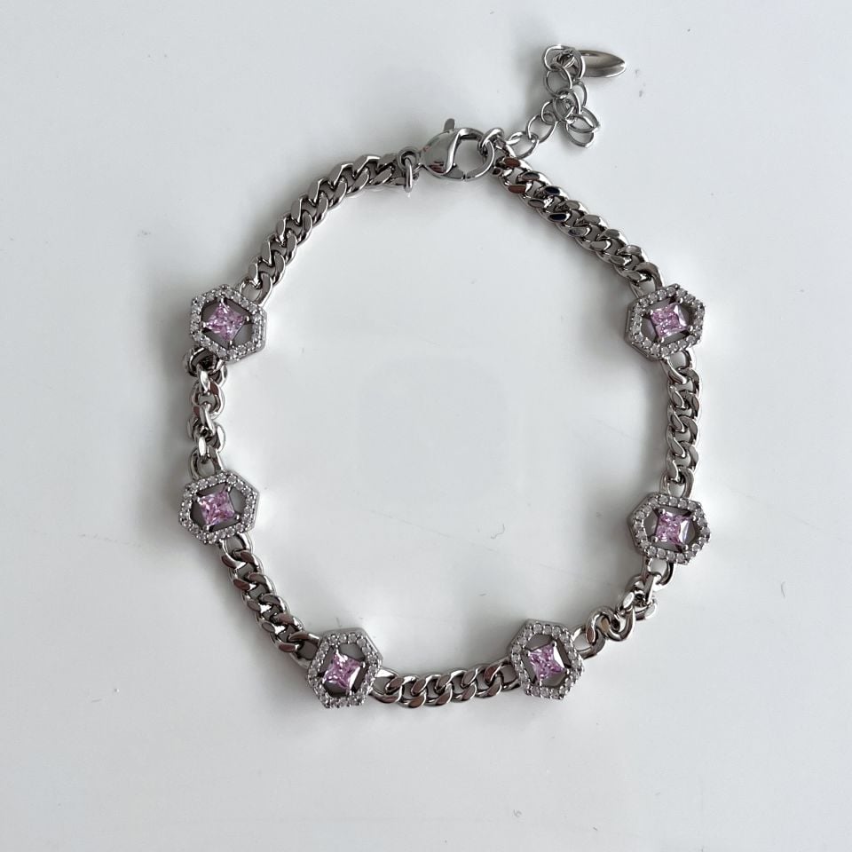 Xuping Zirkon Taşlı Pembe Bileklik