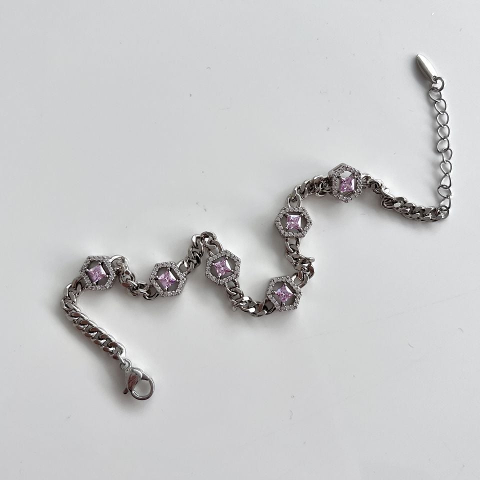 Xuping Zirkon Taşlı Pembe Bileklik