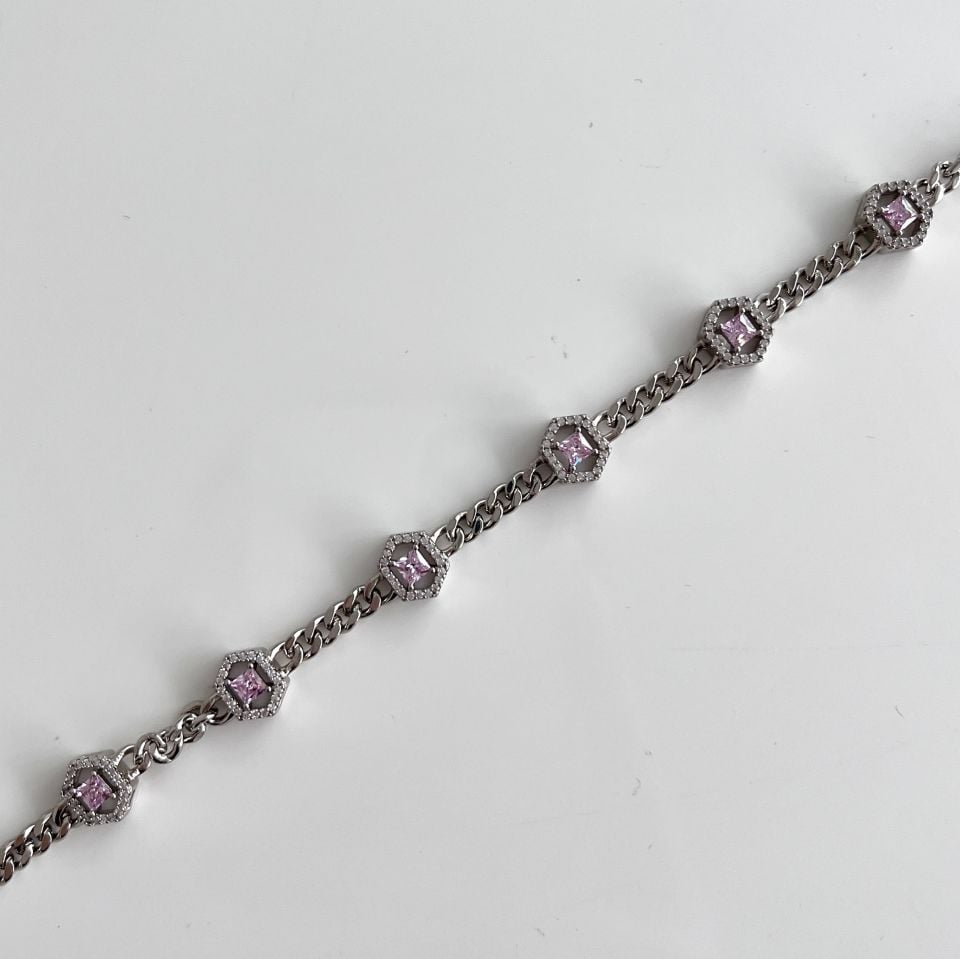 Xuping Zirkon Taşlı Pembe Bileklik