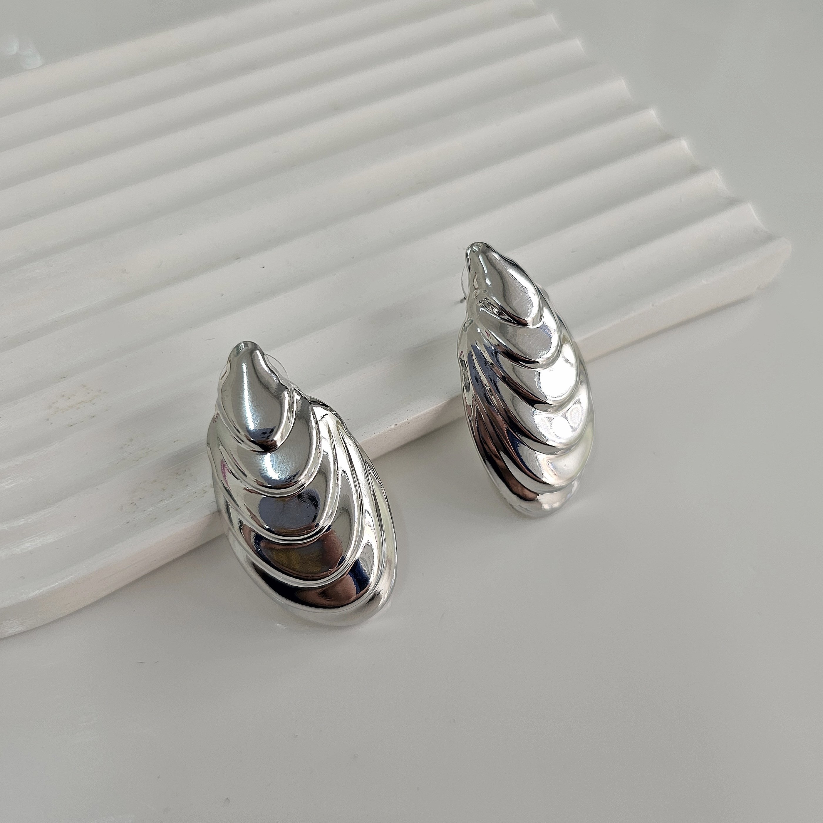 Plaka Kabuk Küpe Silver