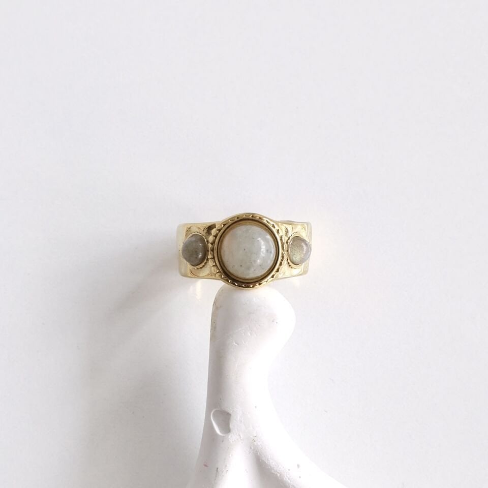 Çelik Taşlı Vintage Yüzük
