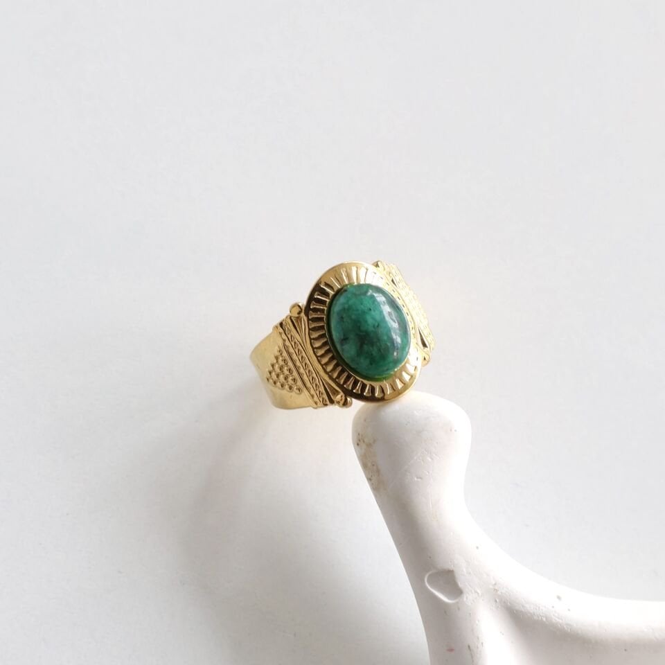 Çelik Taşlı Vintage Yüzük