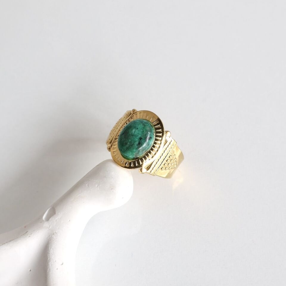 Çelik Taşlı Vintage Yüzük