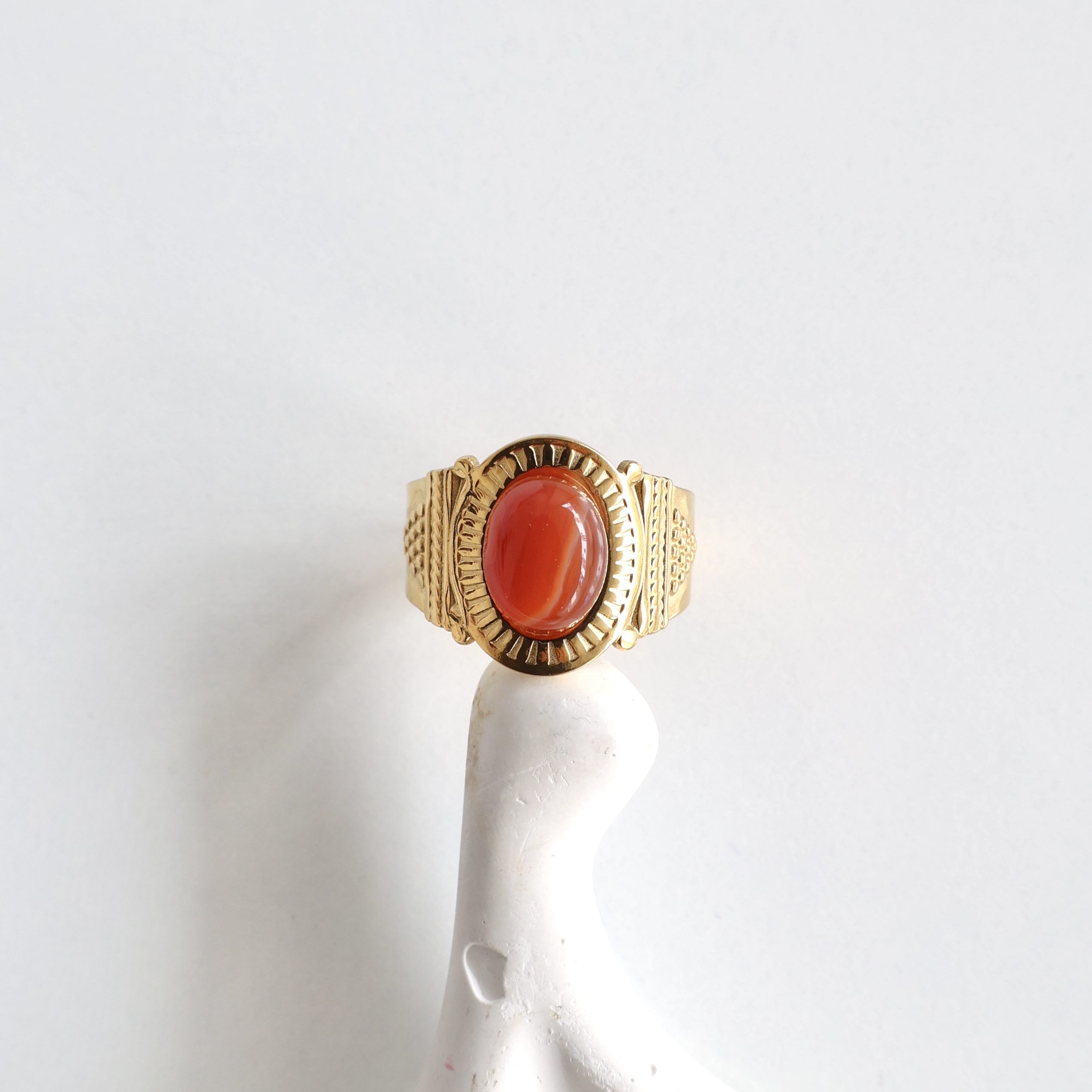 Çelik Taşlı Vintage Yüzük