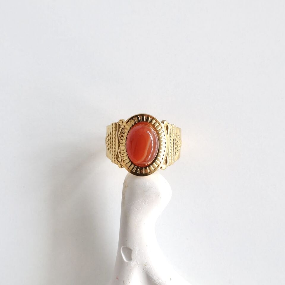 Çelik Taşlı Vintage Yüzük