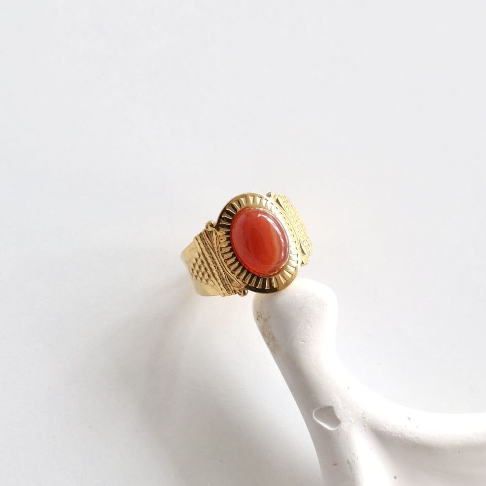 Çelik Taşlı Vintage Yüzük