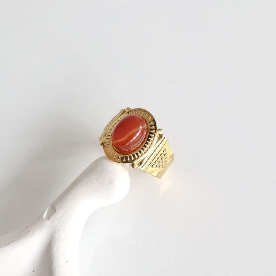 Çelik Taşlı Vintage Yüzük