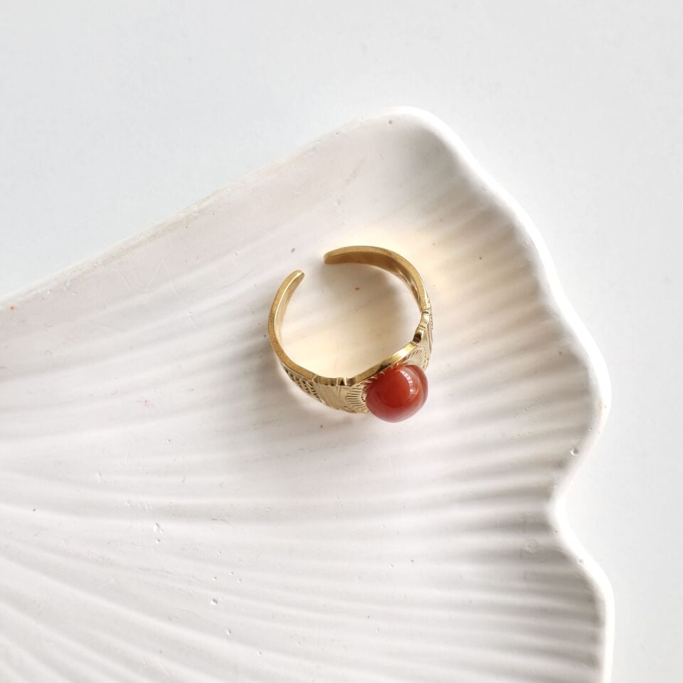 Çelik Taşlı Vintage Yüzük