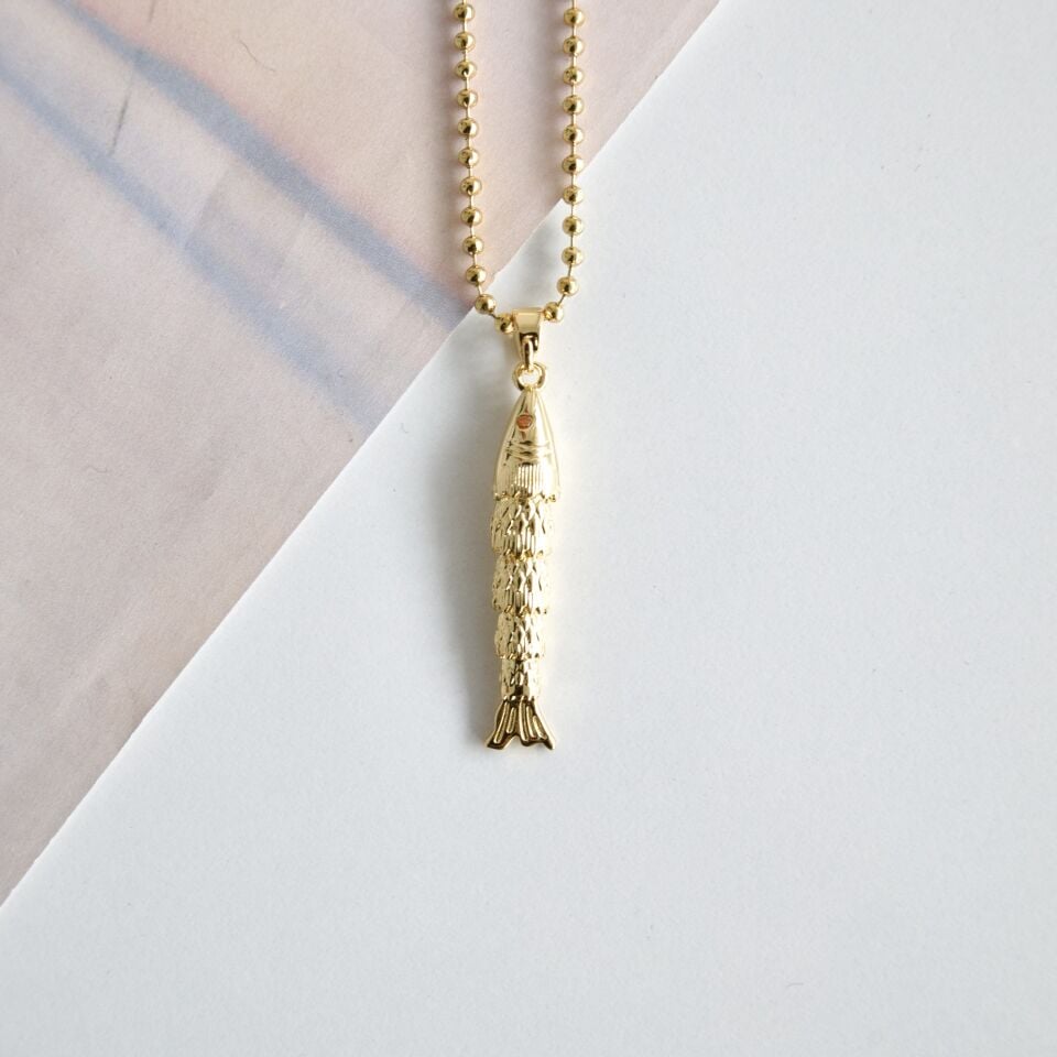 Çelik Balık Desenli Kolye