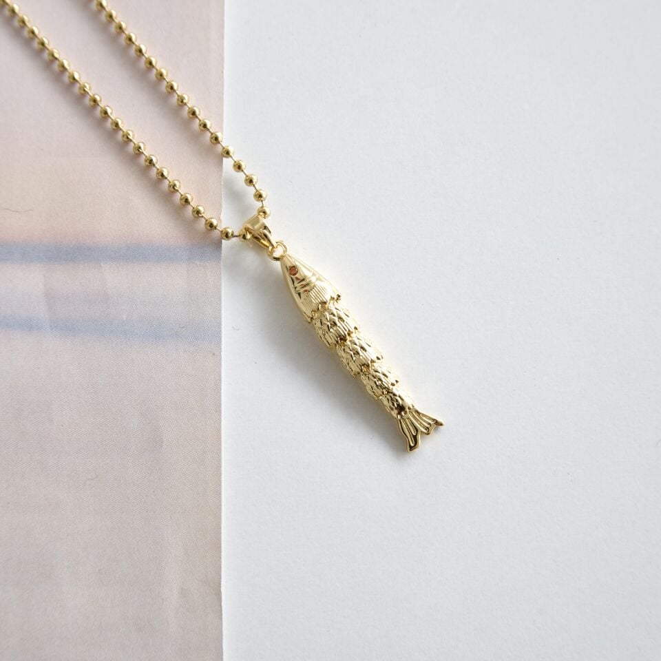 Çelik Balık Desenli Kolye