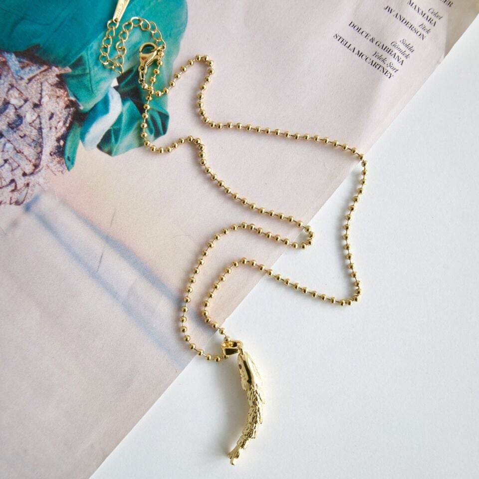 Çelik Balık Desenli Kolye