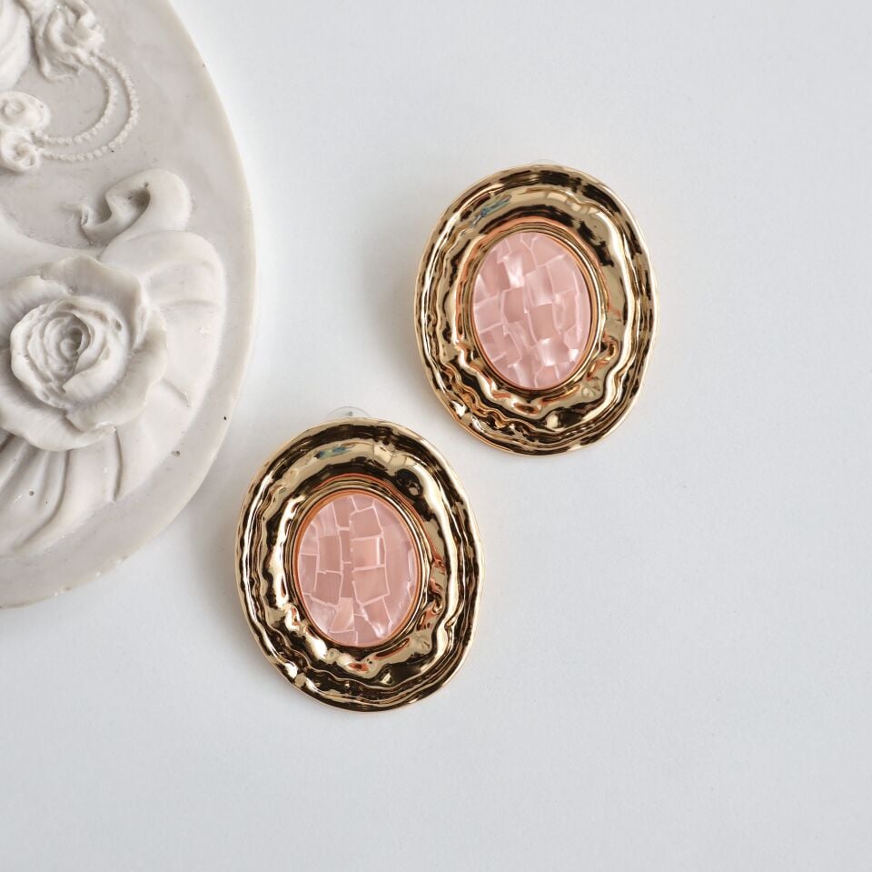 Vintage Pembe Küpe