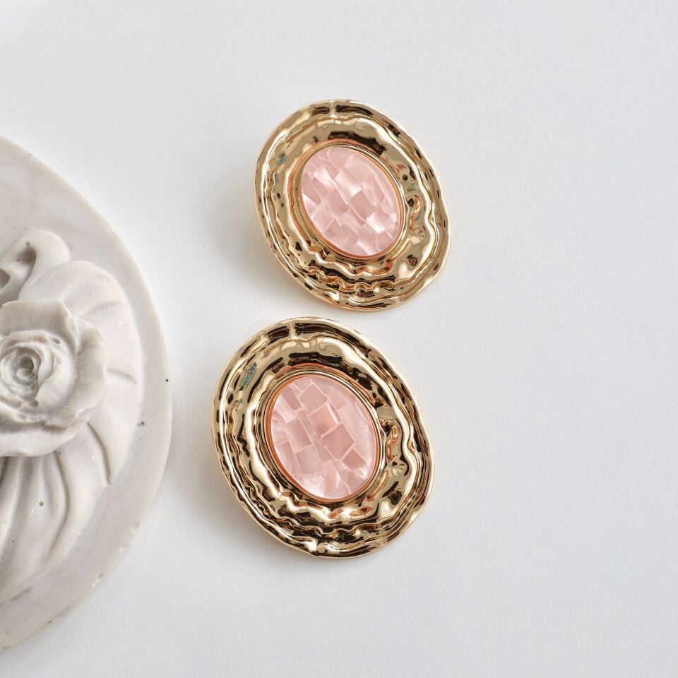 Vintage Pembe Küpe