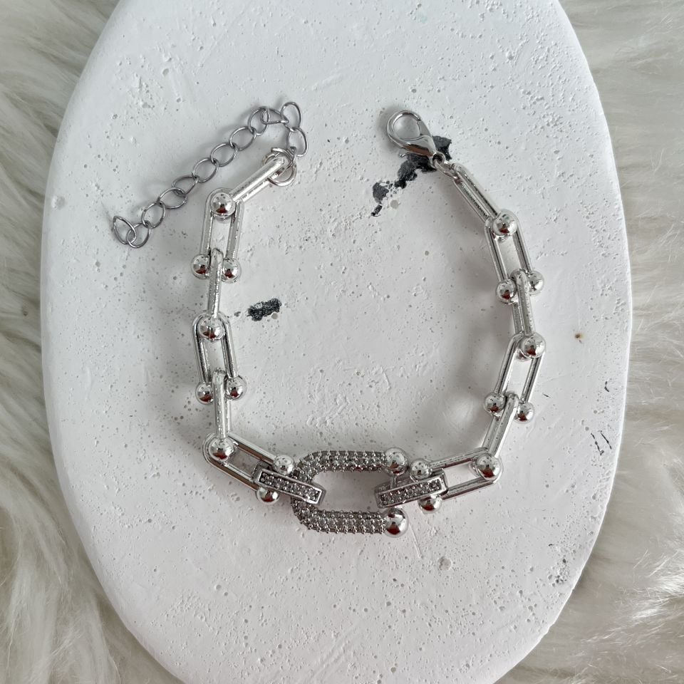 Çelik Zirkon Taşlı Tiffany Bileklik