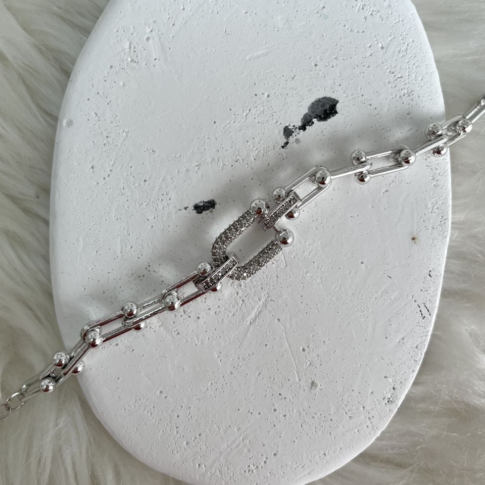 Çelik Zirkon Taşlı Tiffany Bileklik