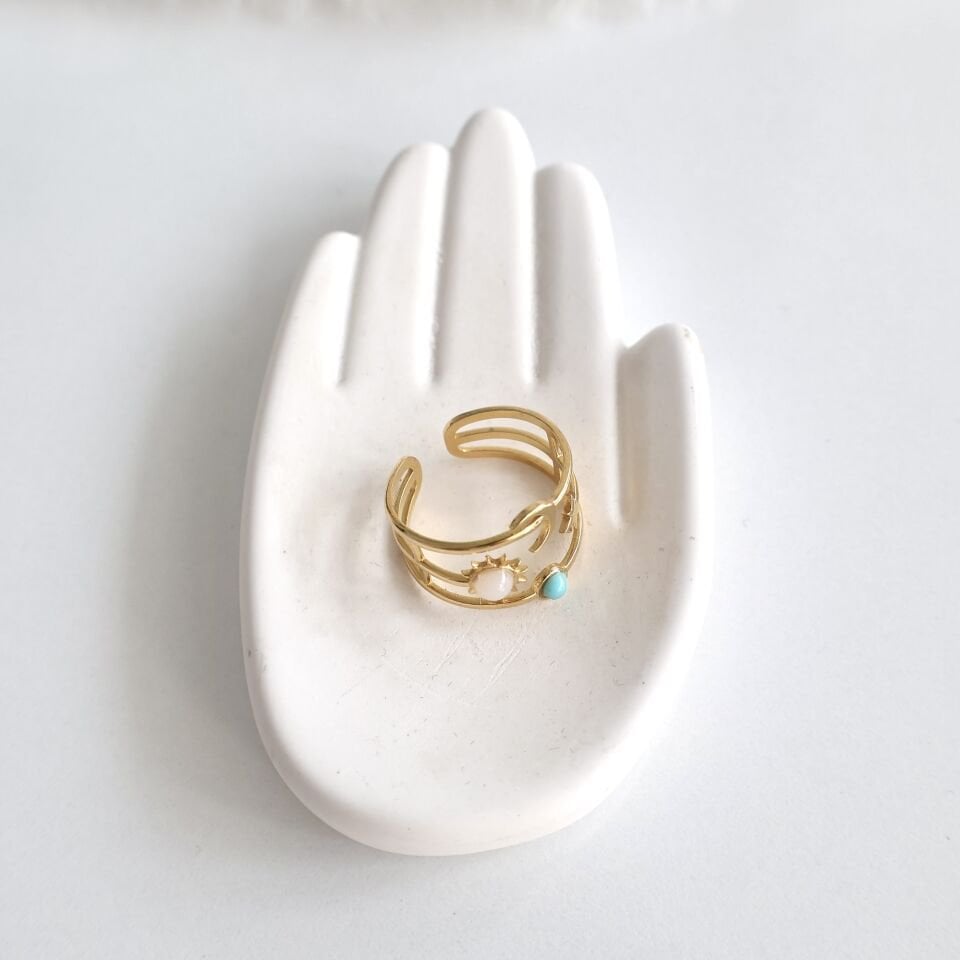 Çelik Ay Desenli Yüzük