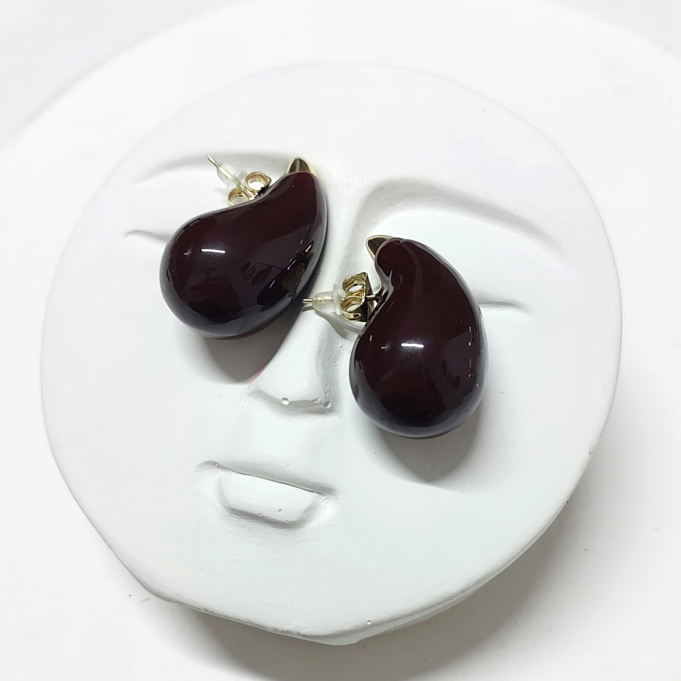 İthal Koyu Bordo Bottega Küpe
