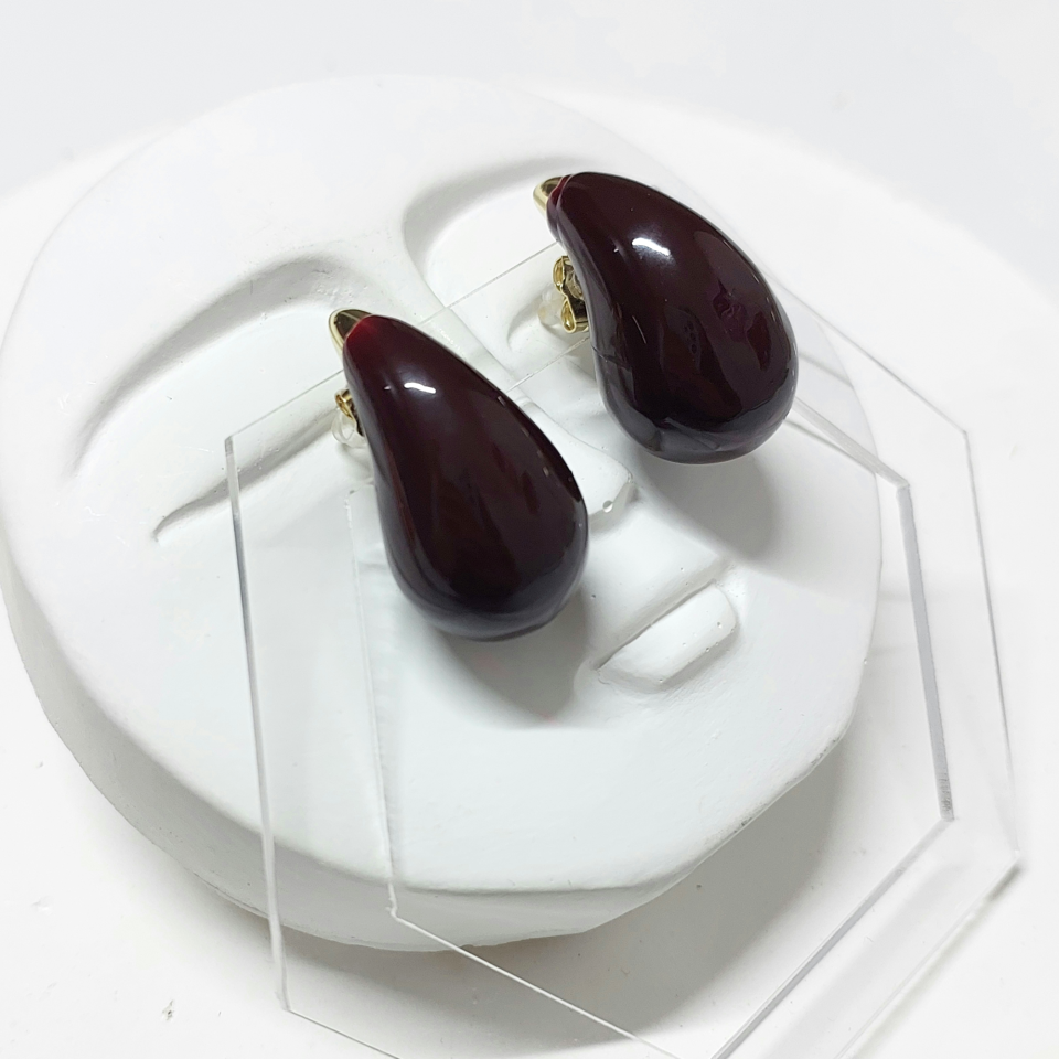İthal Koyu Bordo Bottega Küpe