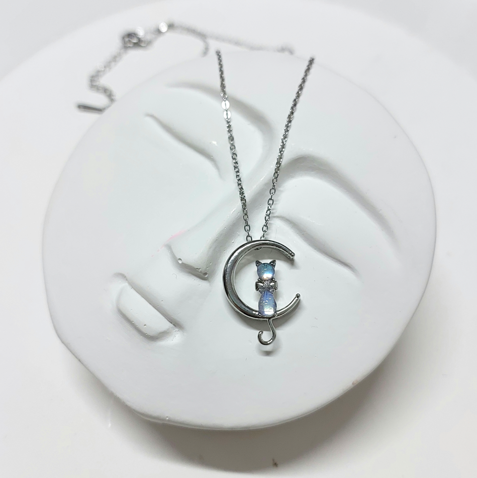 Çelik Opal Taşı Kedi Kolye