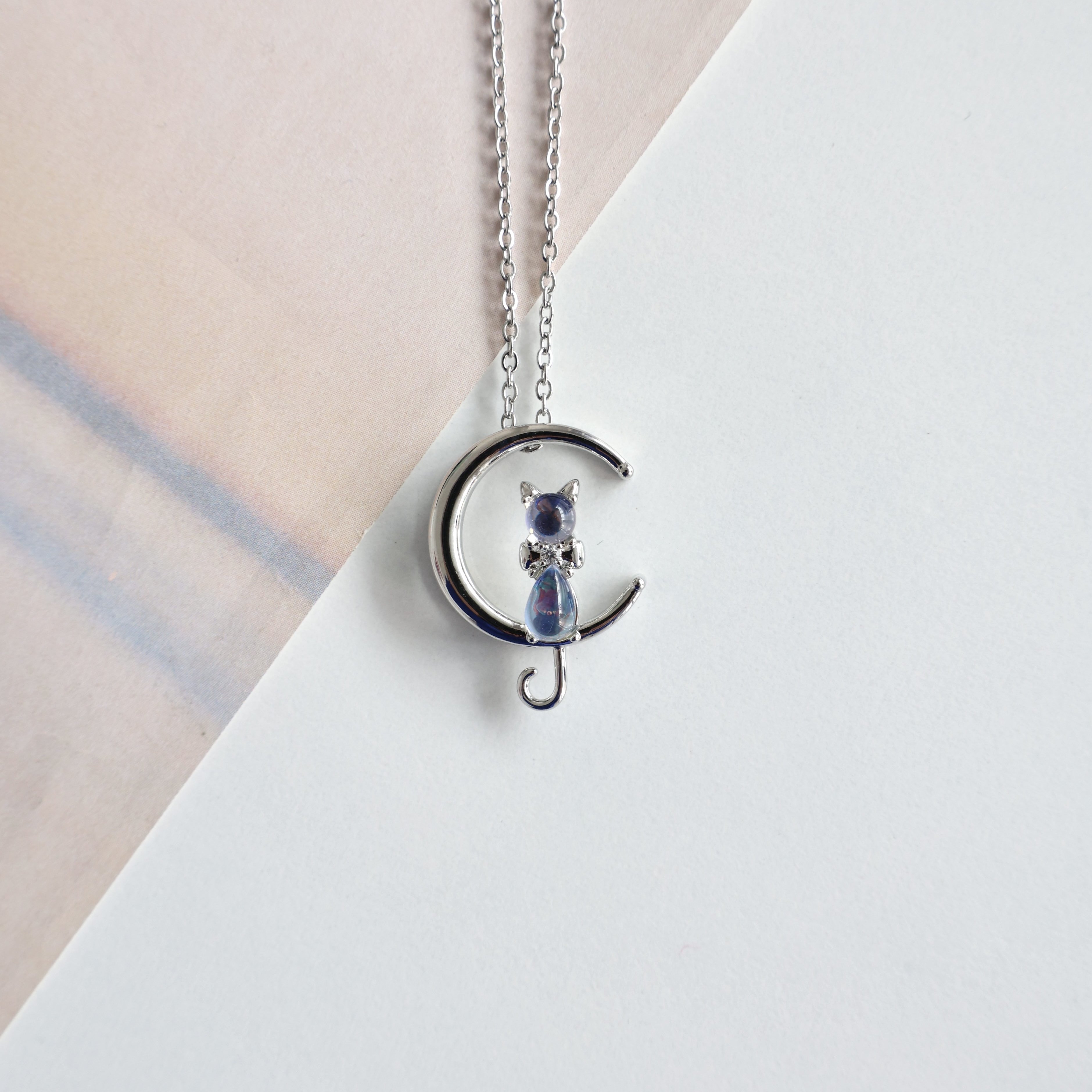 Çelik Opal Taşı Kedi Kolye