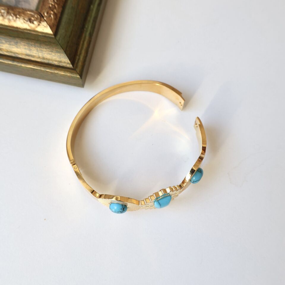 Çelik Turkuaz Taşı Kelepçe