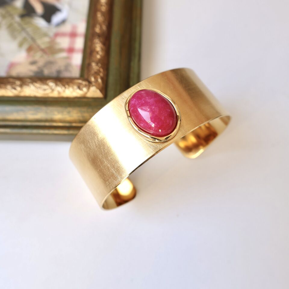 Çelik Pembe Taşlı Kelepçe