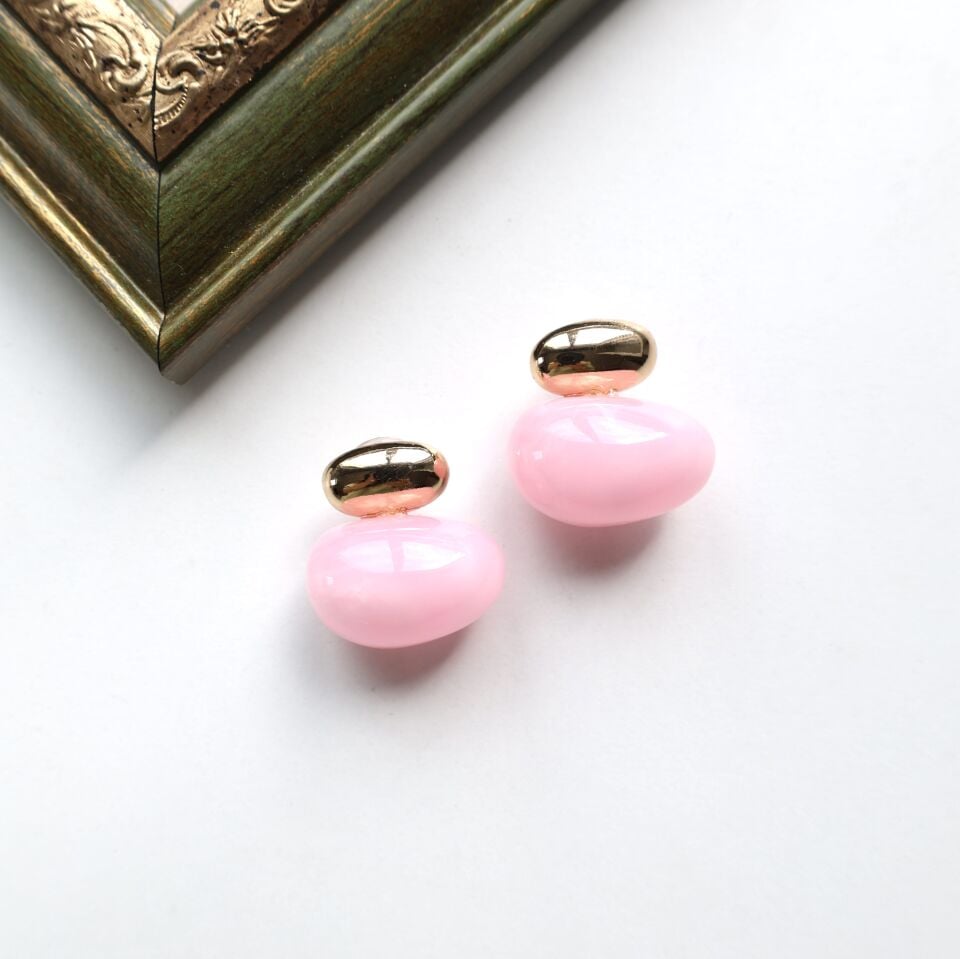 Pembe Taşlı Küpe