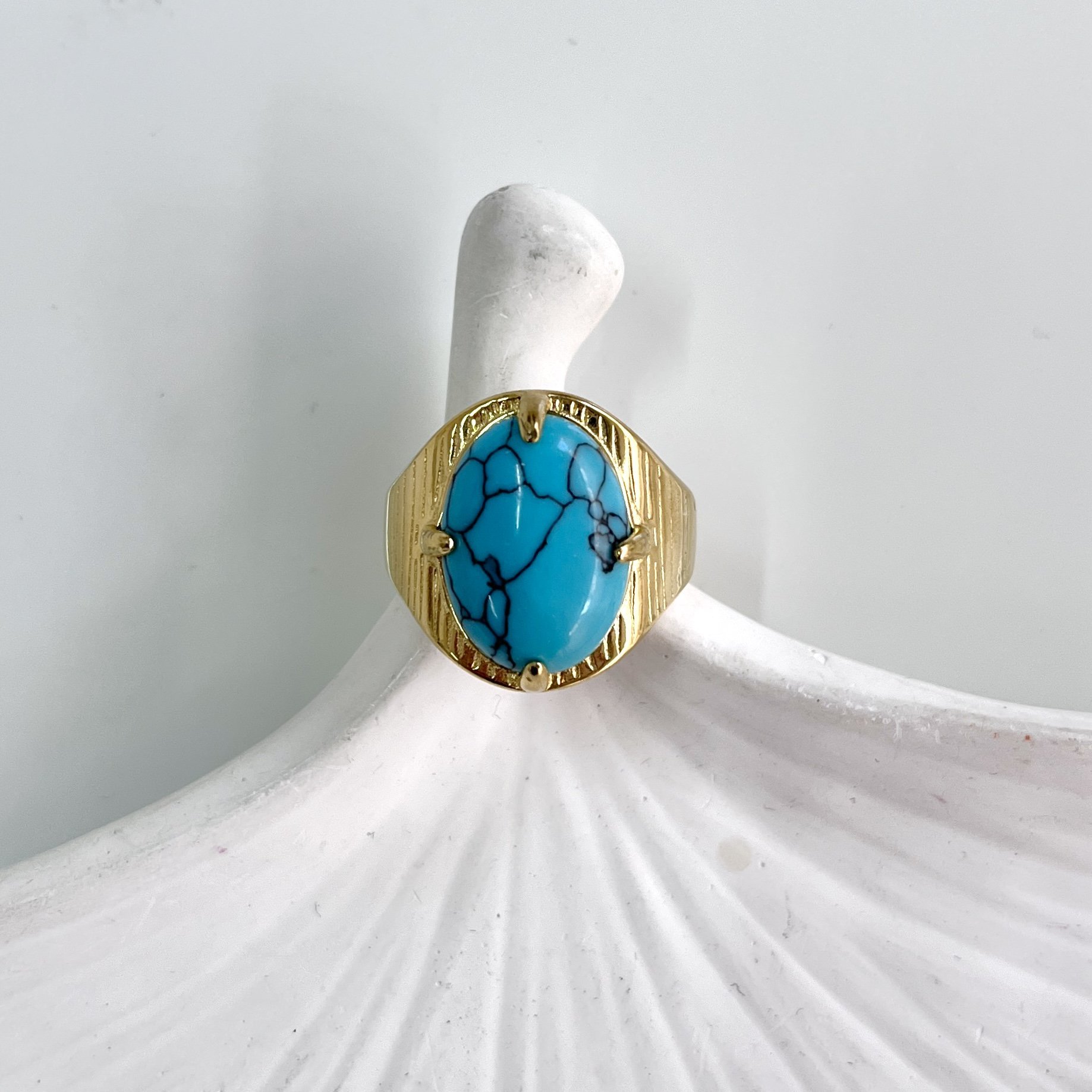 Çelik Turkuaz Taşı Yüzük