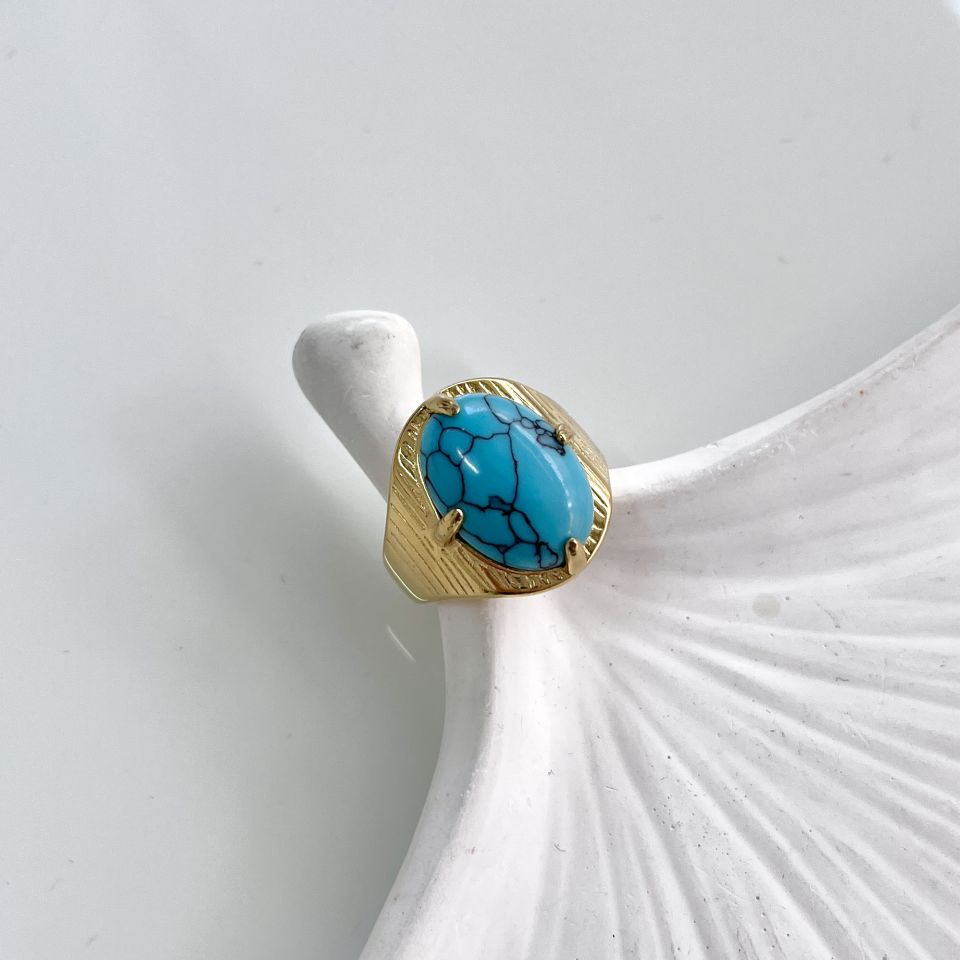 Çelik Turkuaz Taşı Yüzük