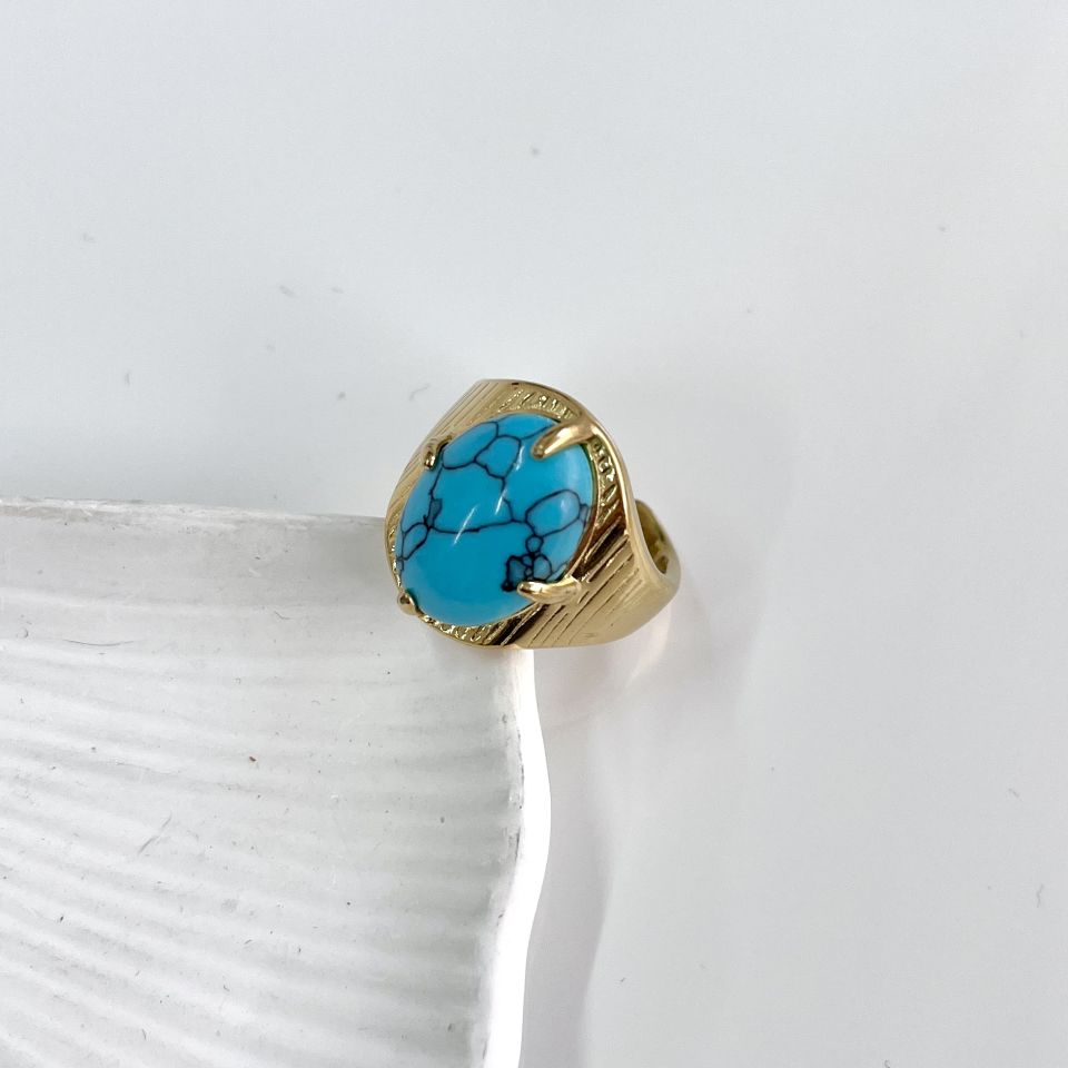Çelik Turkuaz Taşı Yüzük