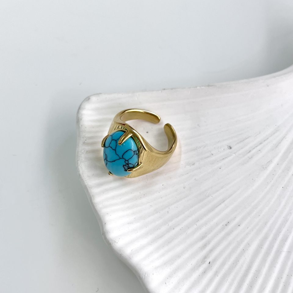Çelik Turkuaz Taşı Yüzük