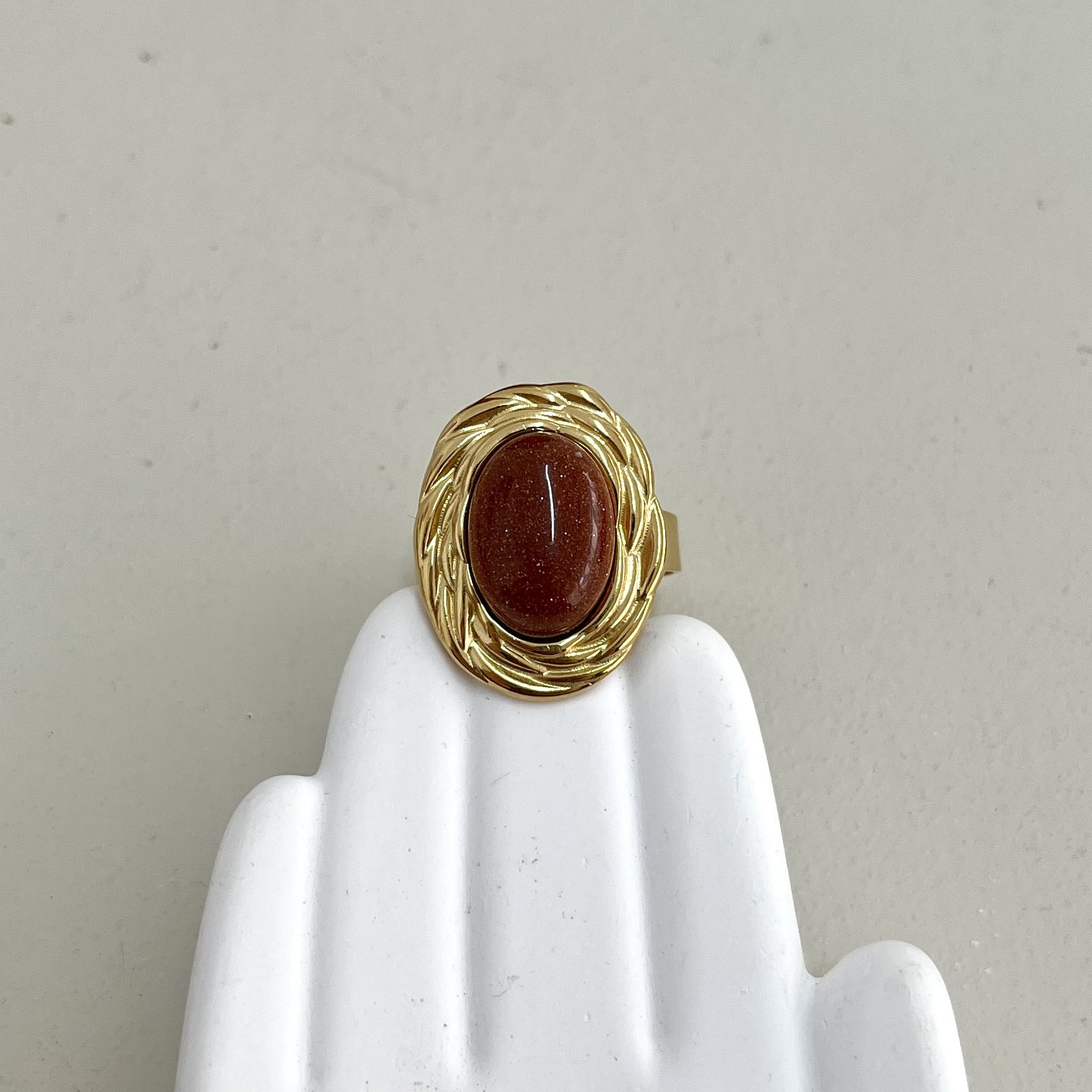 Çelik Kahverengi Yıldız Taşı Yüzük