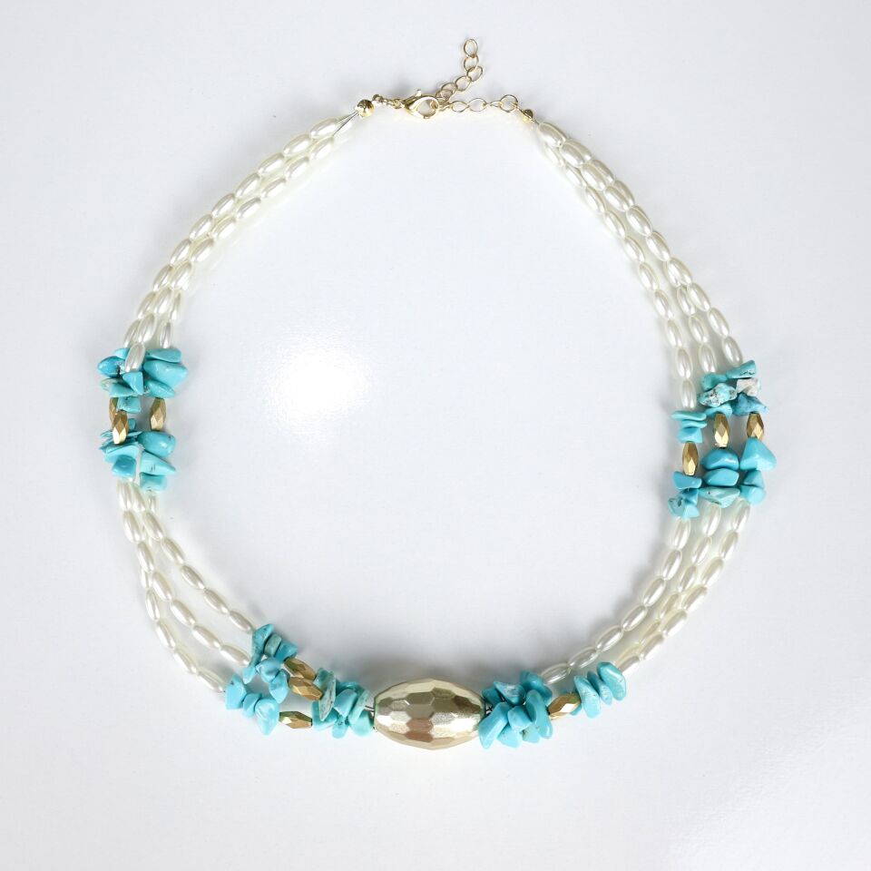 İnci Detay Turkuaz Taşı Kolye