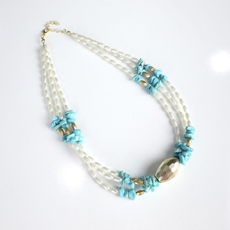 İnci Detay Turkuaz Taşı Kolye